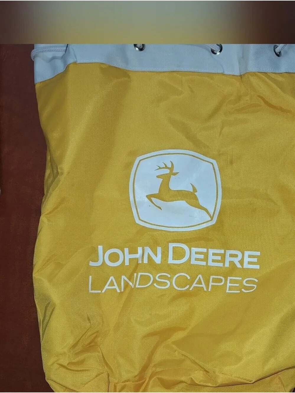 John Deere Yellow White Backpack Single Strap Drawstring